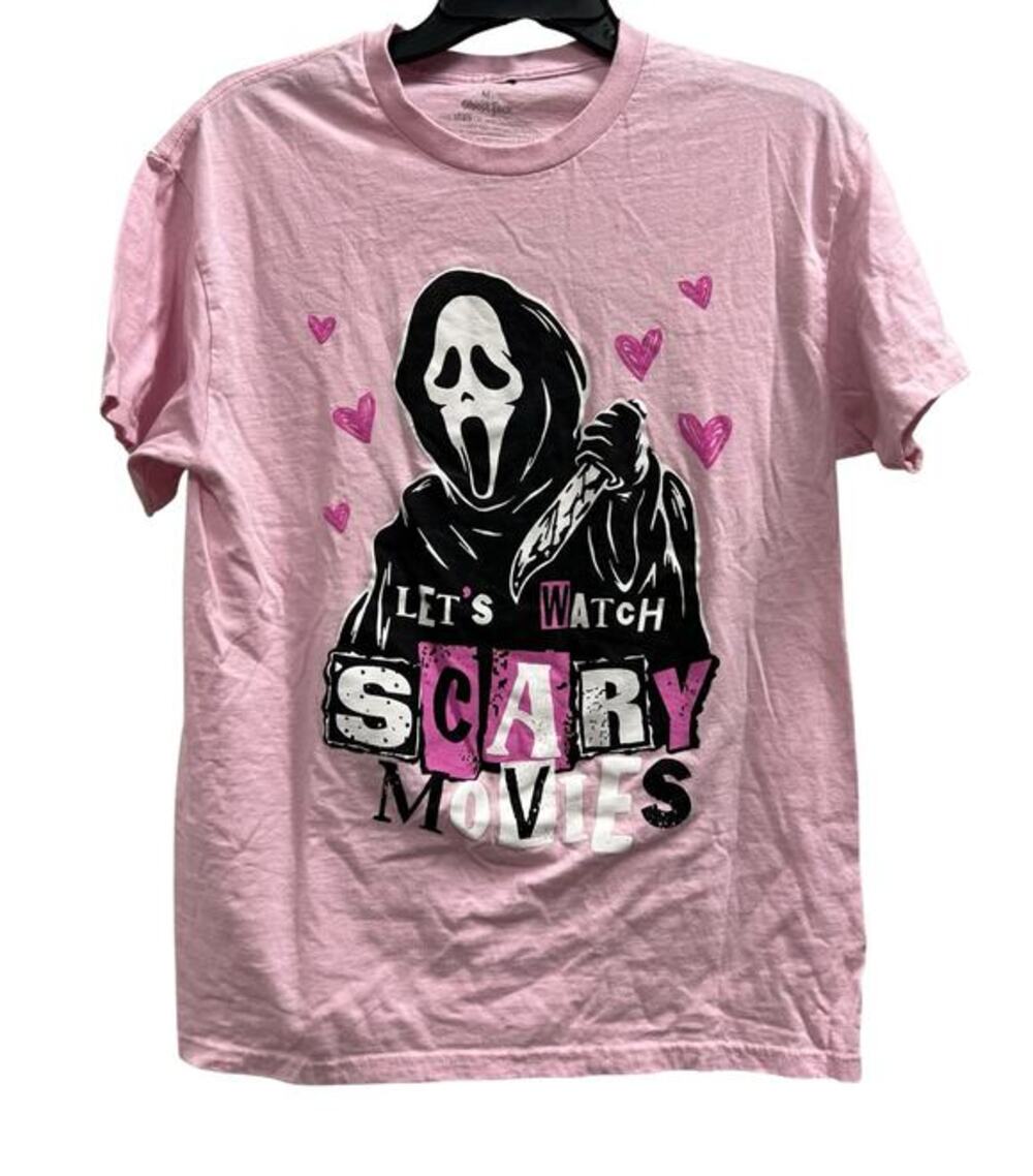 Ghost face Let’s Watch Scary Movies bubblegum pink tee  sz M